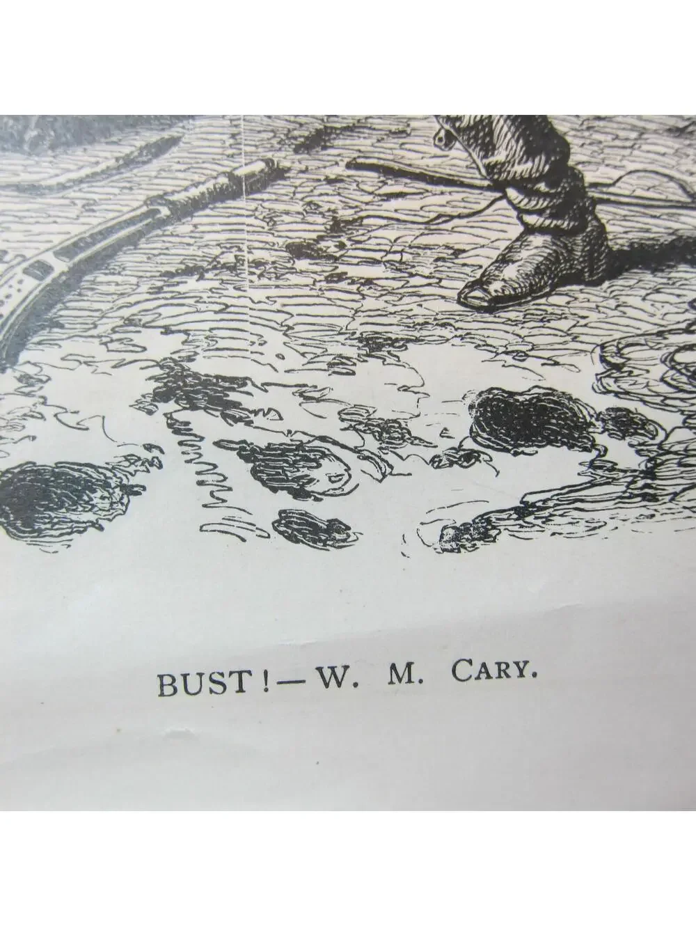 Antique 1873 Engraving Print Pikes Peak or BUST! W.M. Cary Wagon Indian Attack